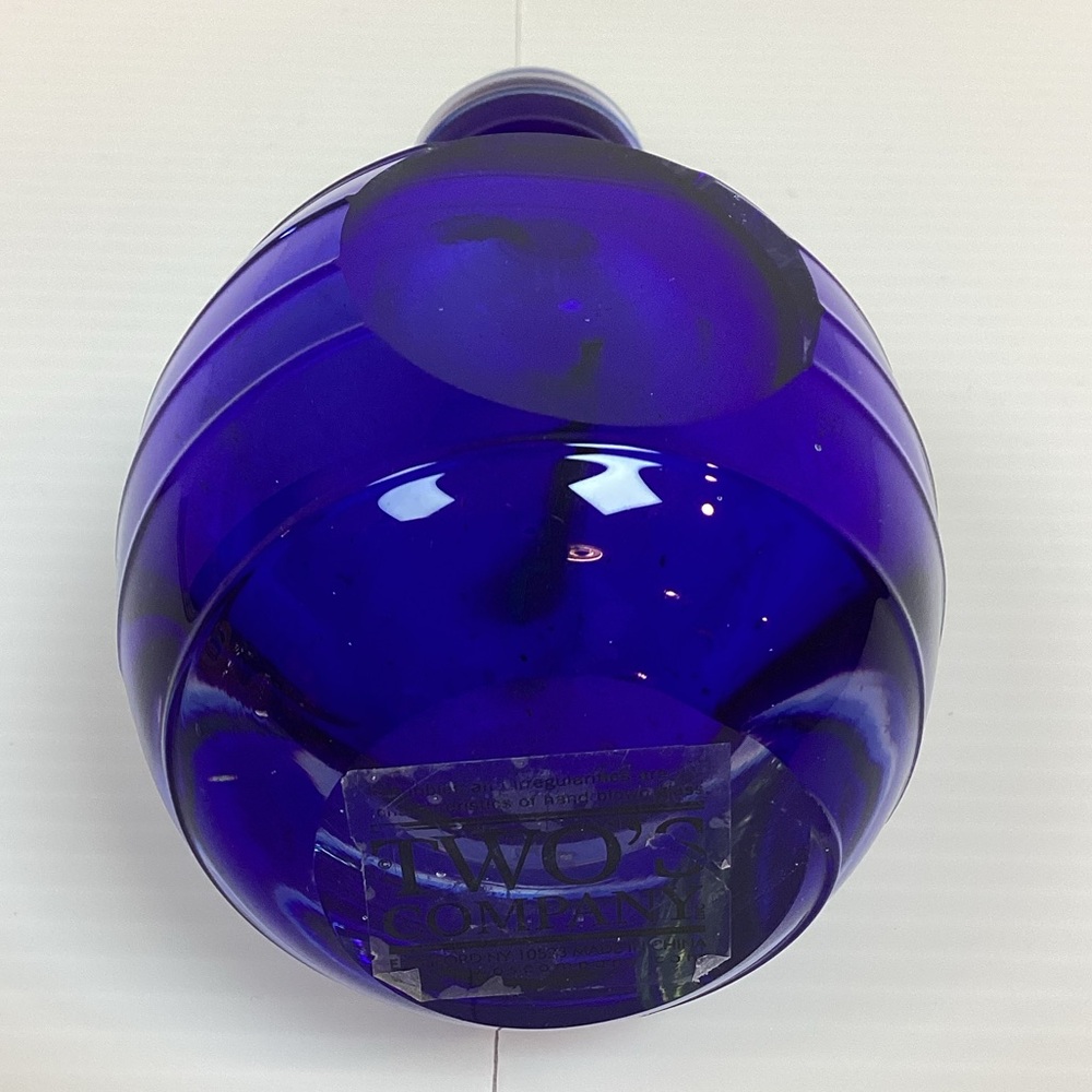 VTG Two’s Company Hand Blown Glass Perfume Bottle With Lid And Dipper Blue - Picture 7 of 9